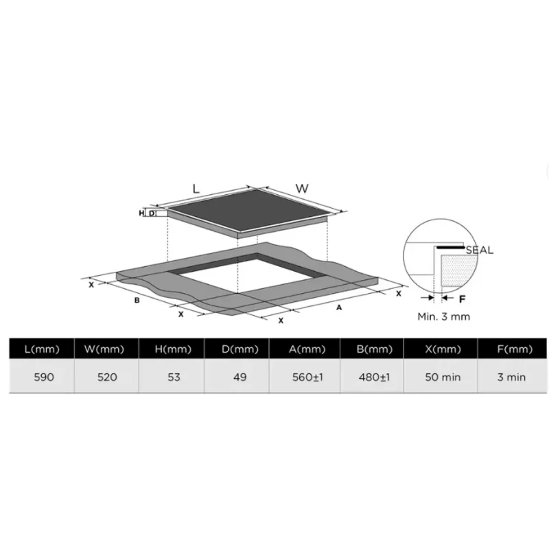 Midea ugradni set Kanopus 7NM30T0B + MIH742F558K2